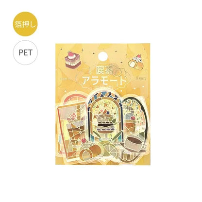 Cafe A La Mode Stained Glass Foil-stamped Clear Sticker - Yellow - Techo Treats