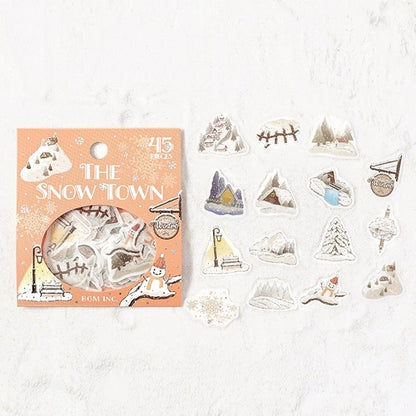 Cafe A La Mode Winter Limited Foil-stamped Flake Seal - Snowy Town - Techo Treats