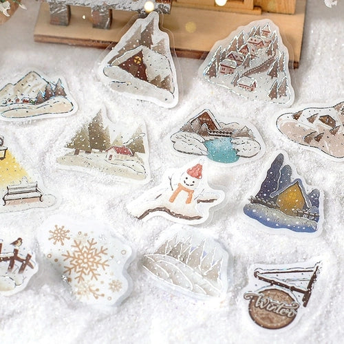 Cafe A La Mode Winter Limited Foil-stamped Flake Seal - Snowy Town - Techo Treats