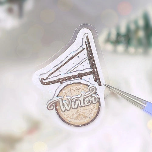 Cafe A La Mode Winter Limited Foil-stamped Flake Seal - Snowy Town - Techo Treats