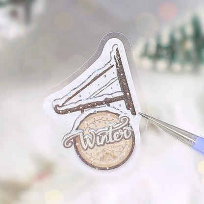Cafe A La Mode Winter Limited Foil-stamped Flake Seal - Snowy Town - Techo Treats