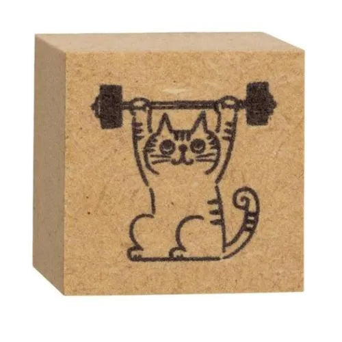 Cat Life Rubber Stamp - Weight Training - Techo Treats