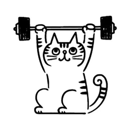 Cat Life Rubber Stamp - Weight Training - Techo Treats