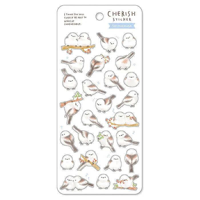 Cherish Sticker - Shimaenaga Long-tailed Tit - Techo Treats
