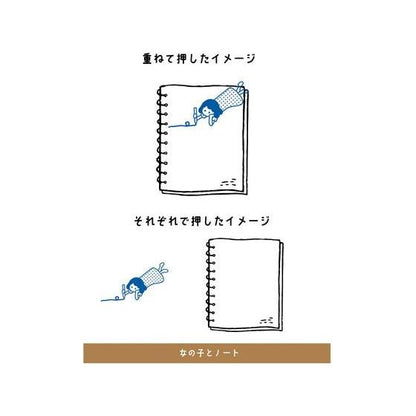 Hancoco 2-in-1 Layer Stamp - Girl and Notebook