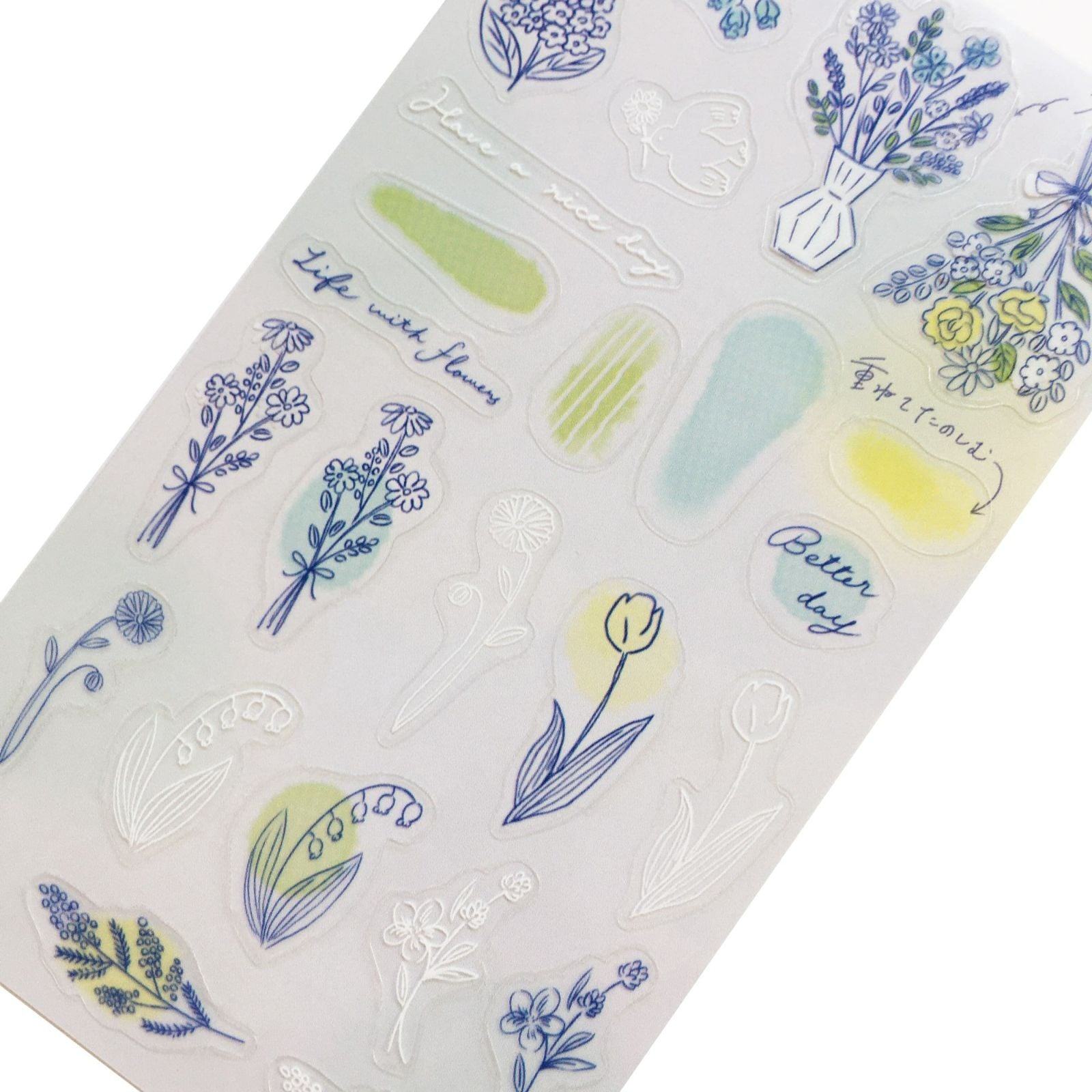 Collage Seal Clear Sticker - Blue Flower - Furukawa Shiko - Default Title by Techo Treats Stationery