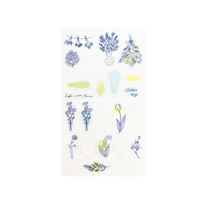 Collage Seal Clear Sticker - Blue Flower - Furukawa Shiko - Default Title by Techo Treats Stationery