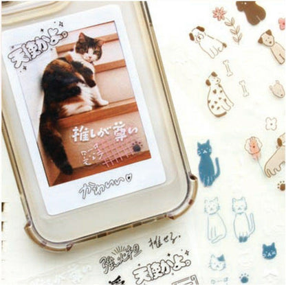 Collage Seal Clear Sticker - Cat - Techo Treats