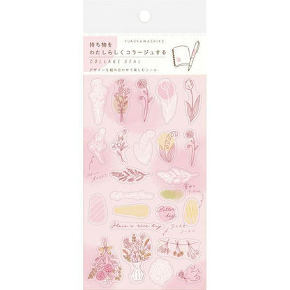 Collage Seal Clear Sticker - Pink Flower - Furukawa Shiko - Default Title by Techo Treats Stationery