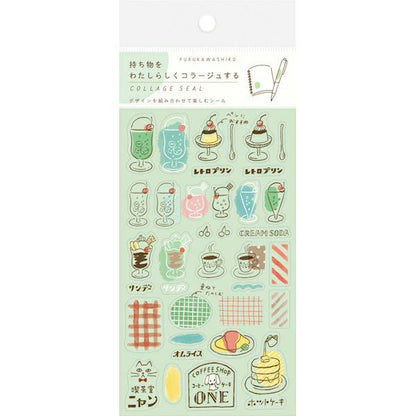 Collage Seal Clear Sticker - Retro Cafe - Techo Treats