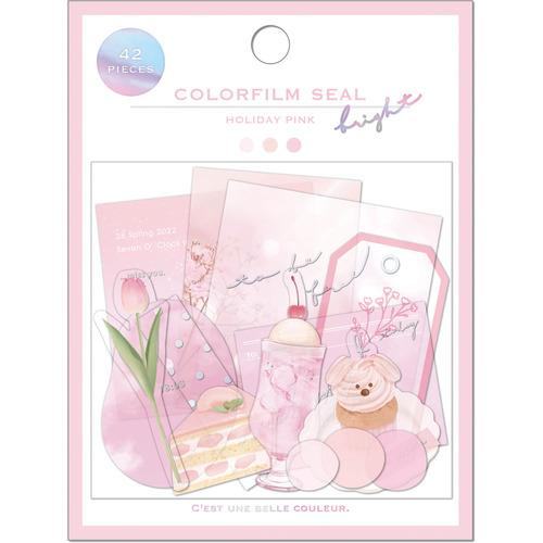 Colorfilm Seal Bright Flake Stickers - Holiday Pink - Techo Treats