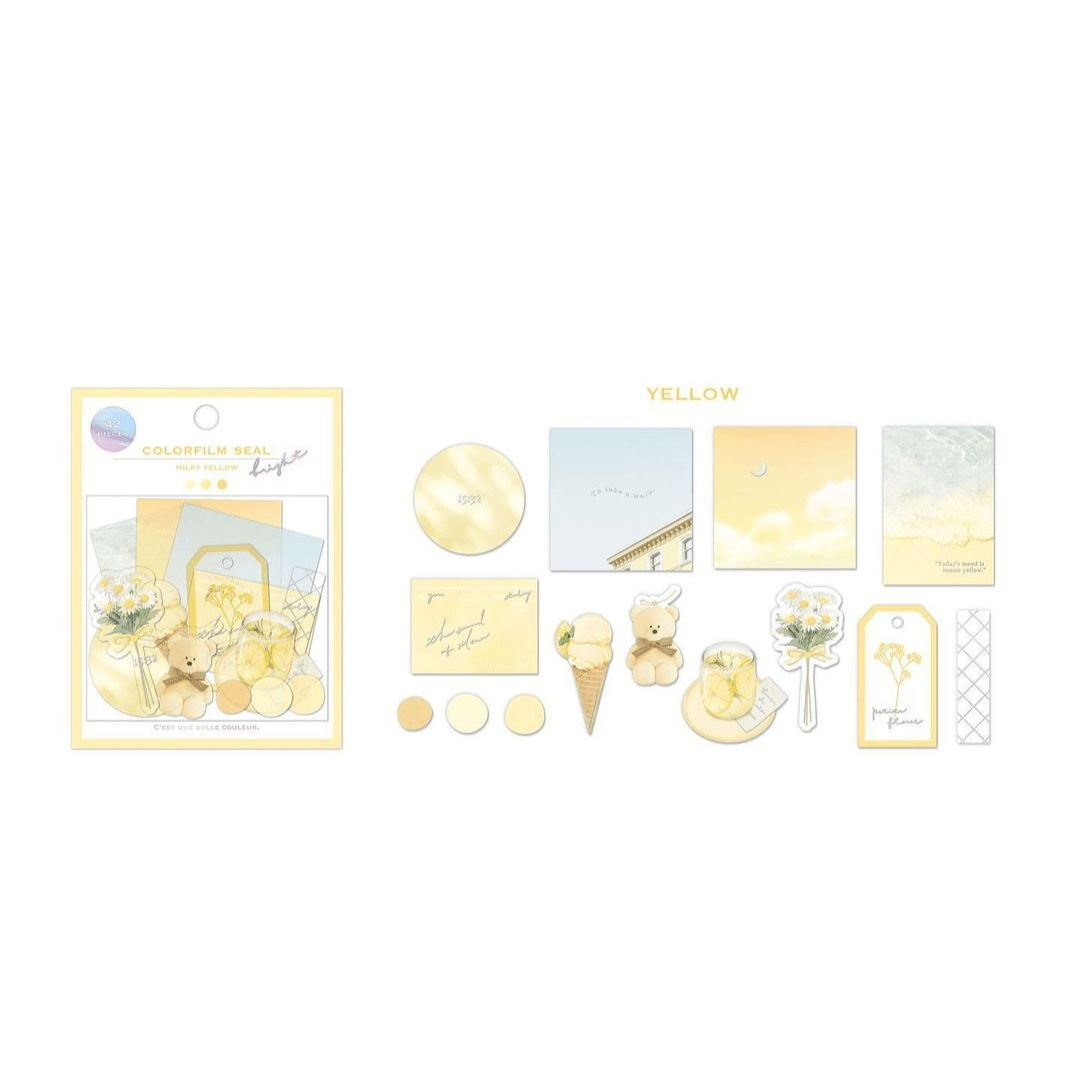 Colorfilm Seal Bright Flake Stickers - Milky Yellow - Techo Treats