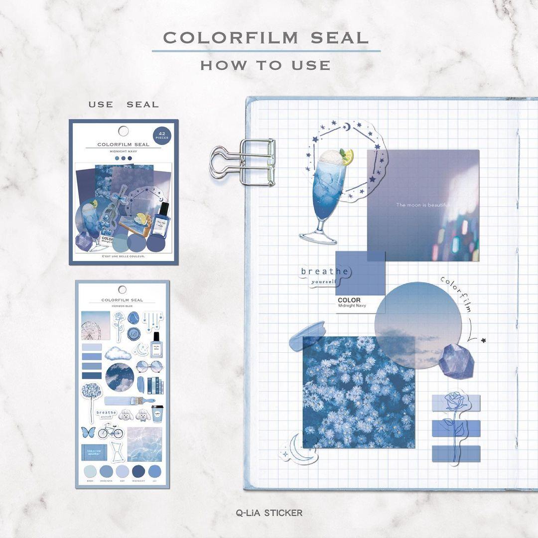 Colorfilm Seal Flake Stickers - Horizon Blue - Techo Treats