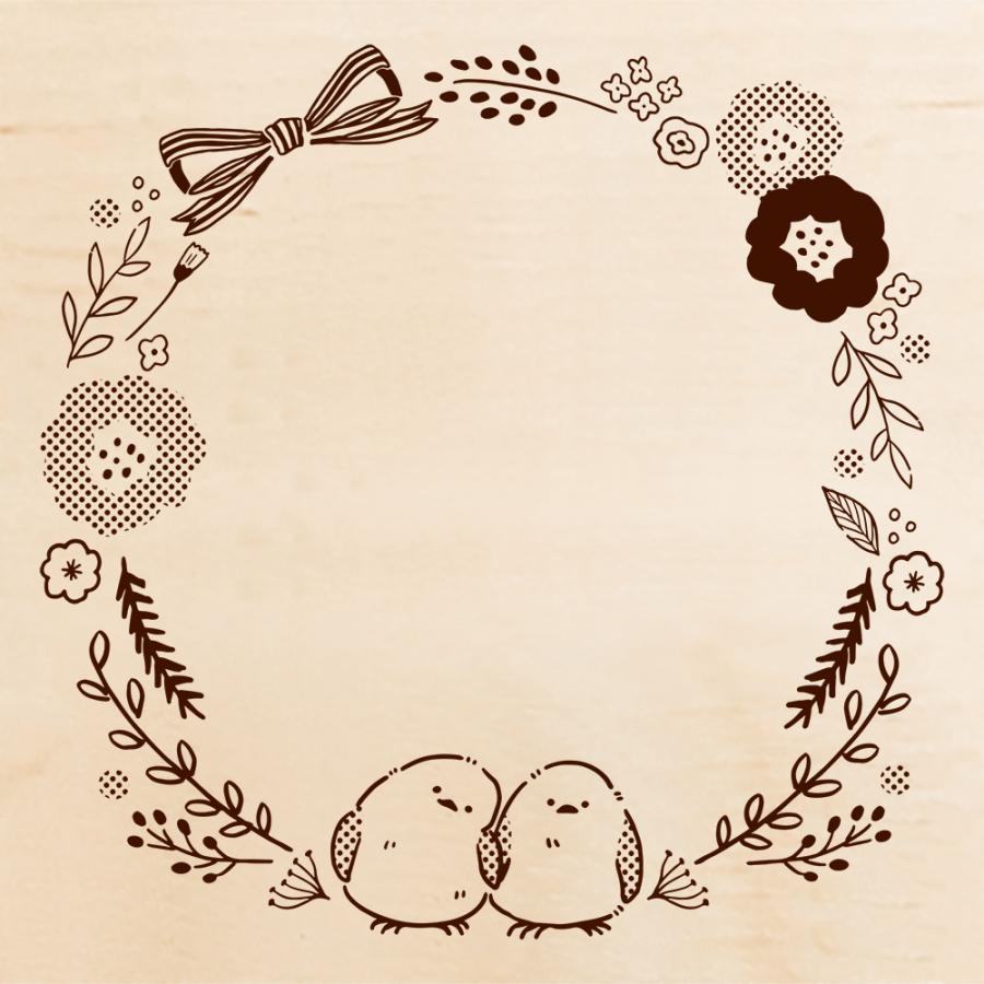 Colorful Rubber Stamp - Shimaenaga Long-tailed Tit Wreath - Techo Treats