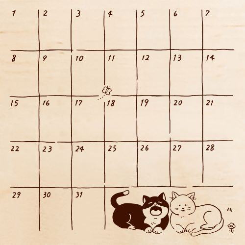 Colorful Stamp - Cats Monthly Calendar - Techo Treats