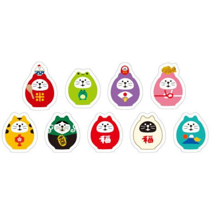 concombre Flake Seal - Lucky Cat Daruma - Papier Platz - Default Title by Techo Treats Stationery