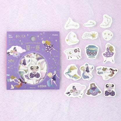 Constellation Girls Foil-stamped Flake Seal - Aquarius, Pisces &amp; Aries - Techo Treats