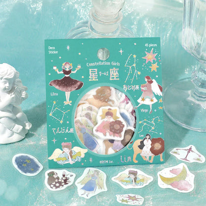 Constellation Girls Foil-stamped Flake Seal - Leo &amp; Virgo &amp; Libra - Techo Treats