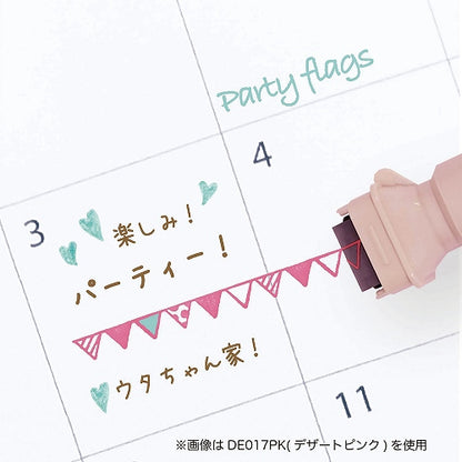cruro Rolling Stamp Pen - Desert Pink (Party Flags) - Kutsuwa - Default Title by Techo Treats Stationery