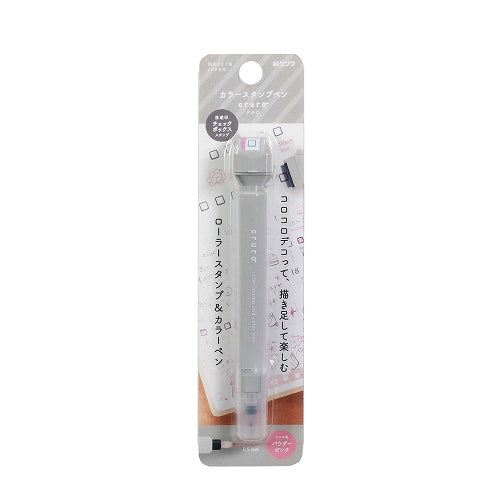 cruro Rolling Stamp Pen - Light Greige x Check Box - Kutsuwa - Default Title by Techo Treats Stationery