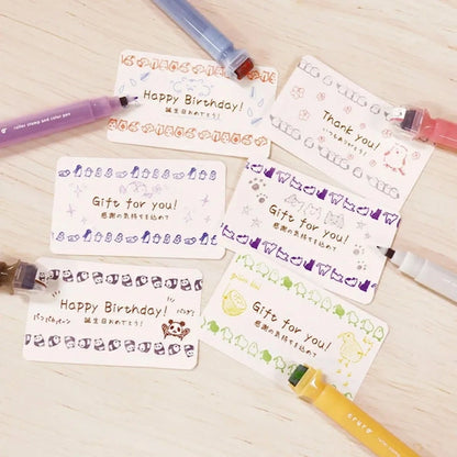 cruro Rolling Stamp Color Pen Vol.2 - Cat x Gray - Kutsuwa - Default Title by Techo Treats Stationery