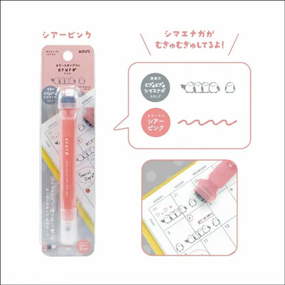 cruro Rolling Stamp Color Pen Vol.2 - Shimaenaga x Pencil Pink - Kutsuwa - Default Title by Techo Treats Stationery