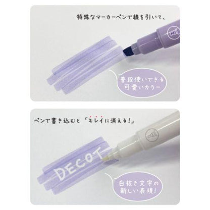 DECOT Vol.2 White Reversal Marker (8 colors) - Sun-Star Stationery - Red x Clear by Techo Treats Stationery