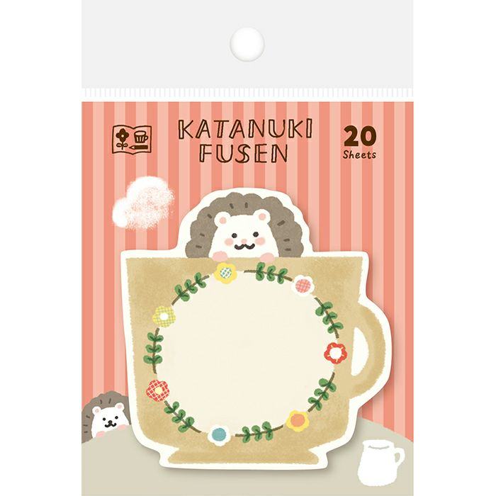 Die-cut Sticky Notes - Hedgehog in Cup - Furukawa Shiko - Default Title by Techo Treats Stationery