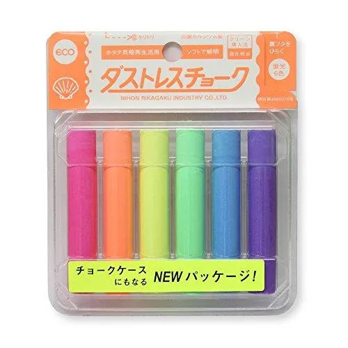 Dustless Water-resistant Chalk - Fluorescent (Set of 6) - Nihon Rikagaku - Default Title by Techo Treats Stationery
