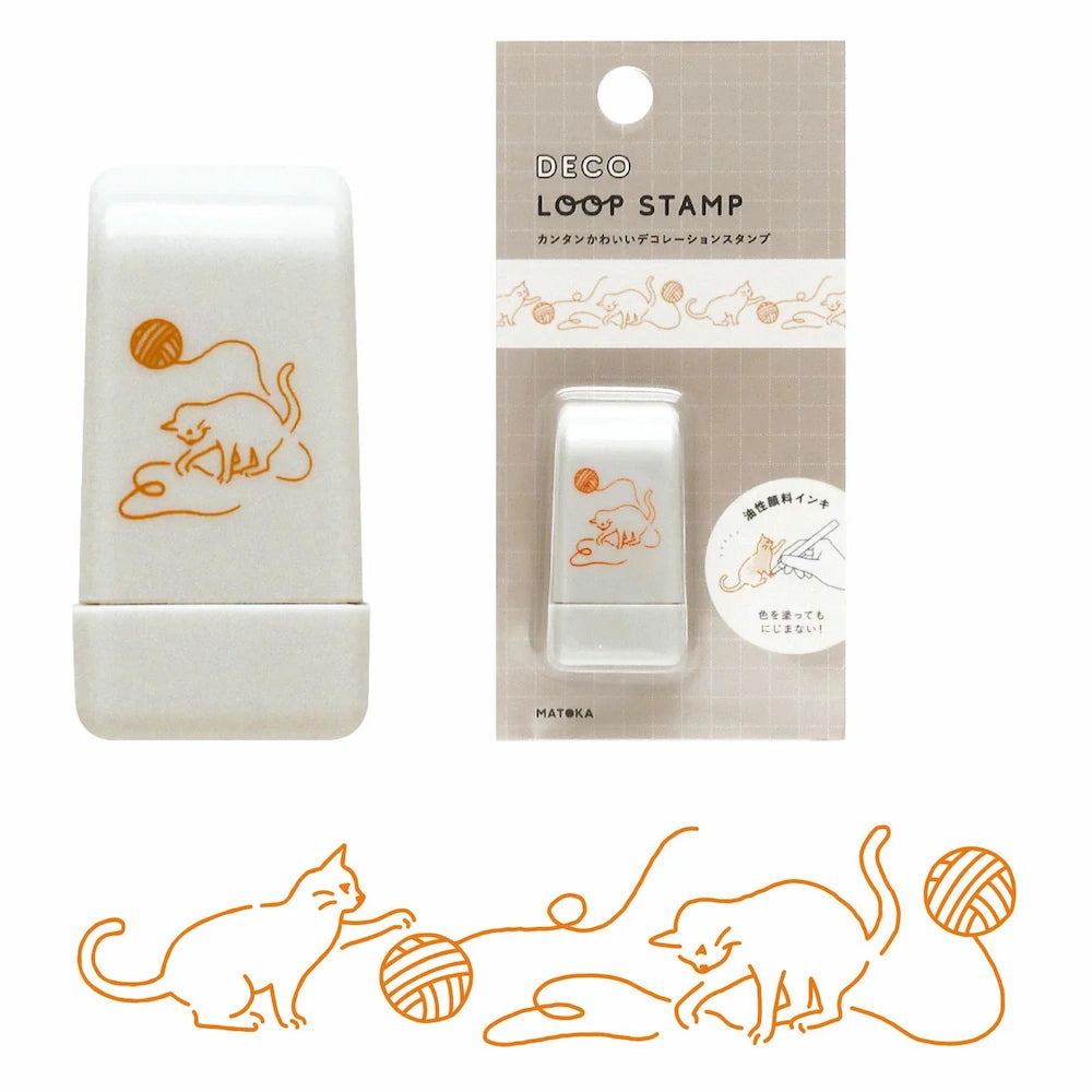 EL COMMUN Deco Loop Rolling Stamp - Cat with Yarn - Techo Treats