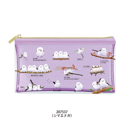 Encyclopaedia for Adults Clear Pen Case - Shimaenaga Long-tailed Tit - KAMIO JAPAN - Default Title by Techo Treats Stationery