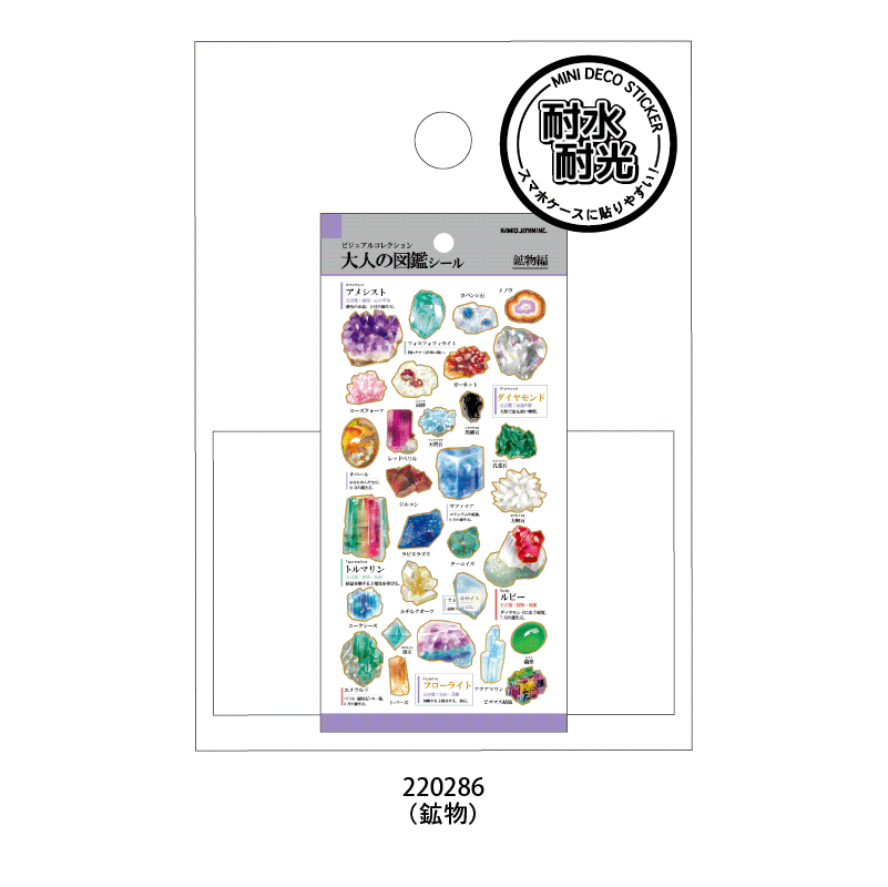 Encyclopaedia for Adults Miniature Mini Deco Sticker - Sticker Series (4 designs) - KAMIO JAPAN - Minerals by Techo Treats Stationery