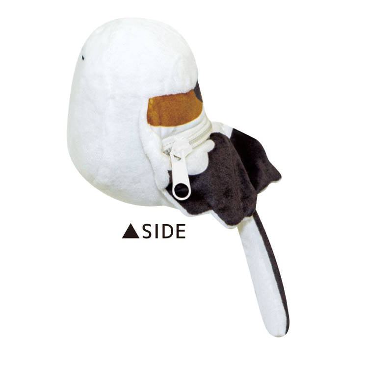 Encyclopaedia for Adults Plush Pen Pouch - Shimaenaga Long-tailed Tit - KAMIO JAPAN - Default Title by Techo Treats Stationery