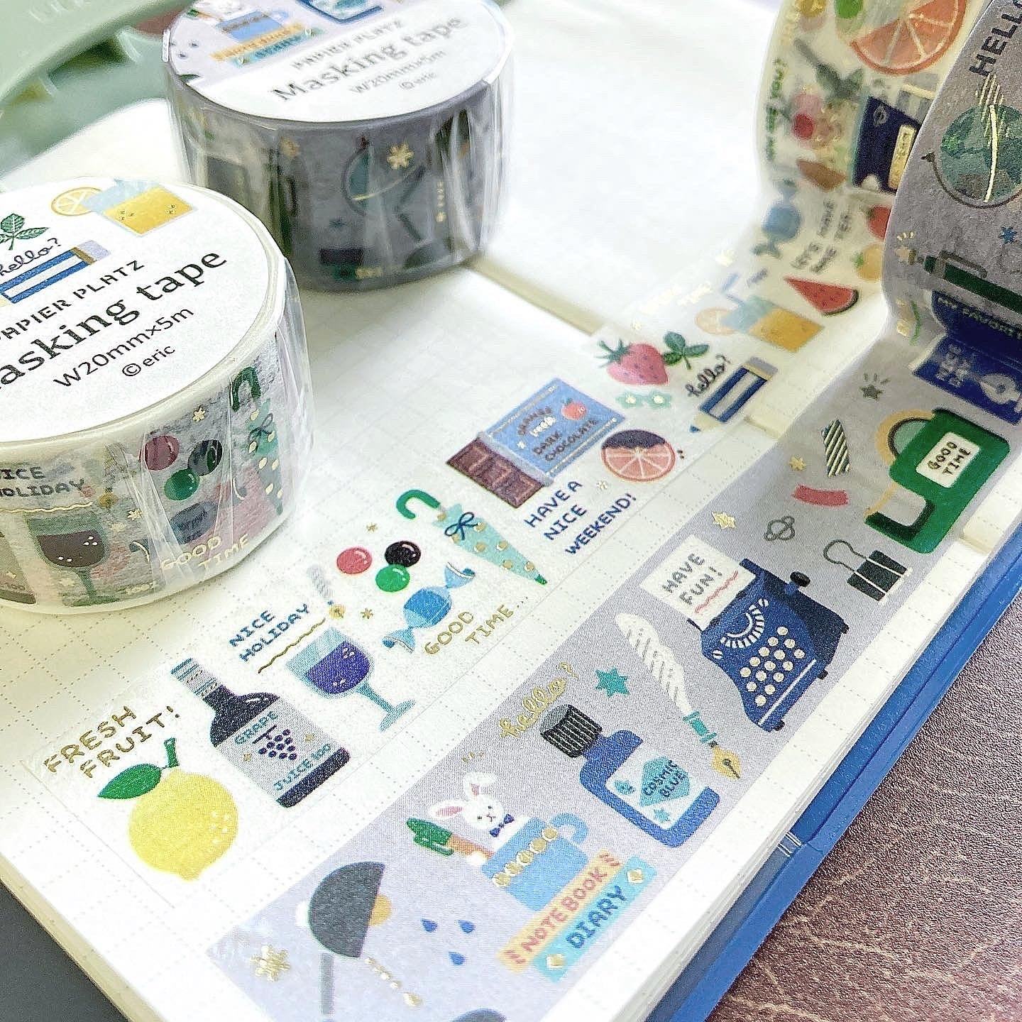 eric Masking Tape with Gold Foil - FRUITS - Papier Platz - Default Title by Techo Treats Stationery