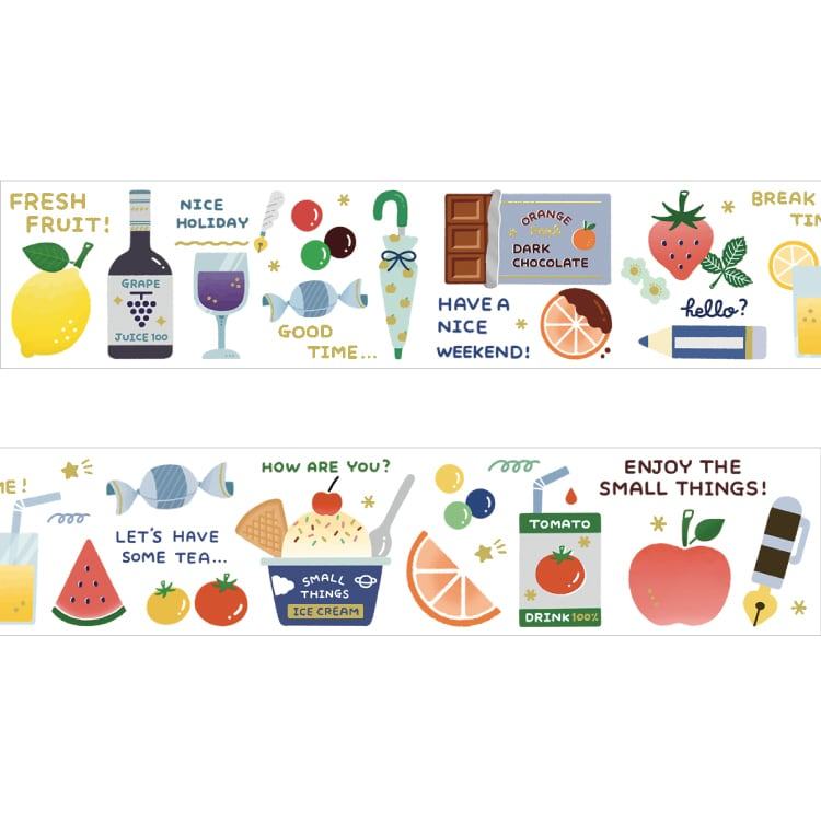 eric Masking Tape with Gold Foil - FRUITS - Techo Treats