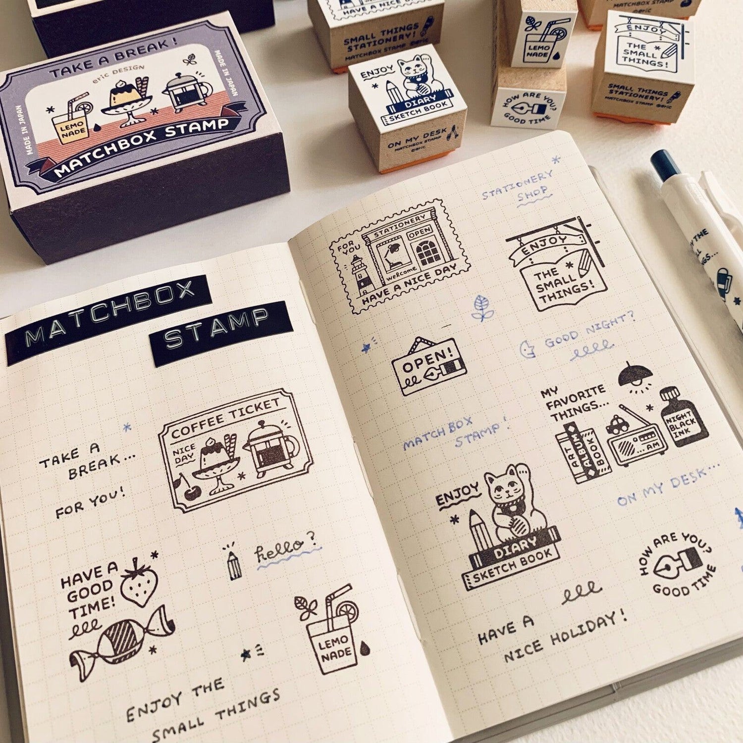 eric Matchbox Rubber Stamp Set - Coffee Shop - Techo Treats