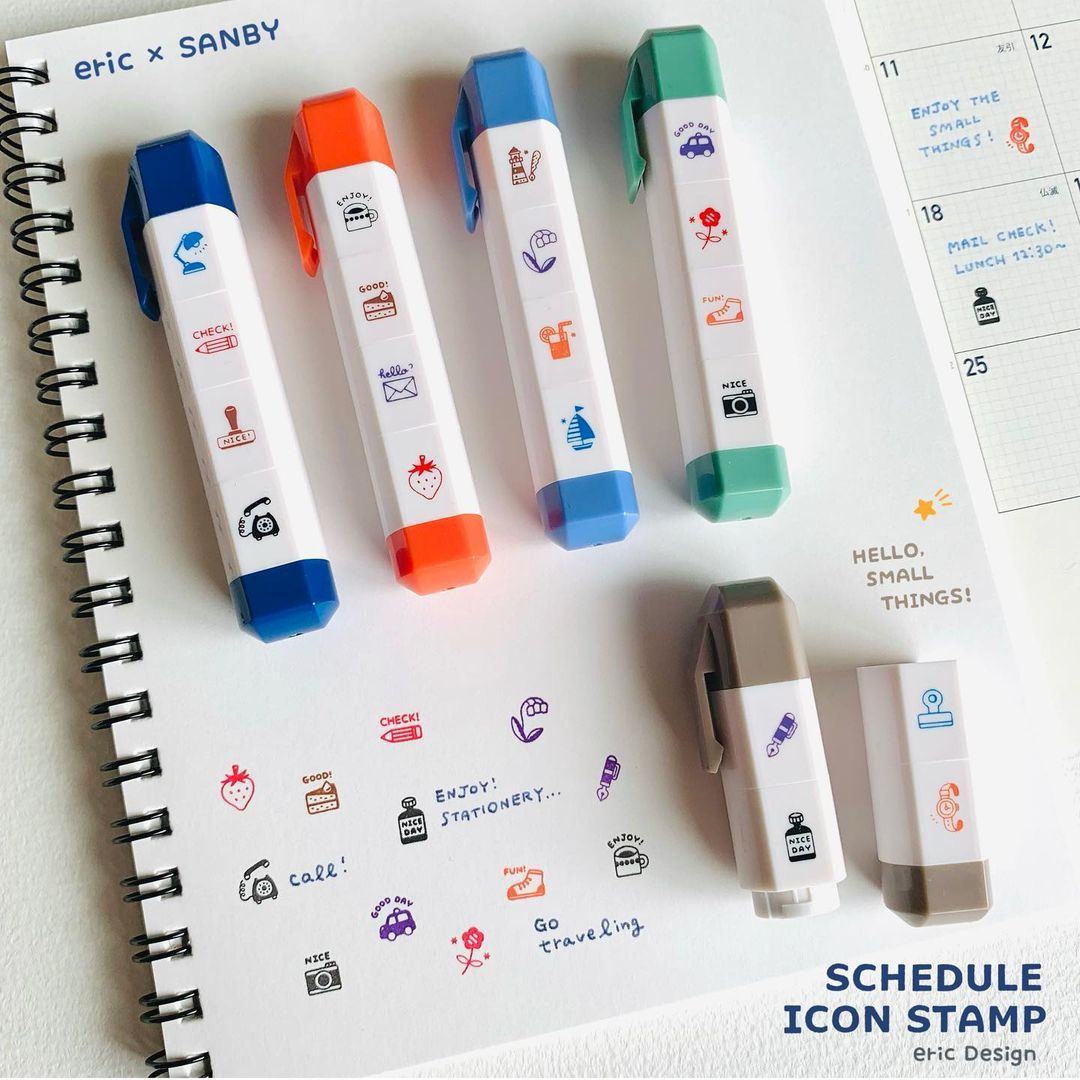 eric x Sanby Schedule Icon Penetrating Stamp - My Desk - Techo Treats