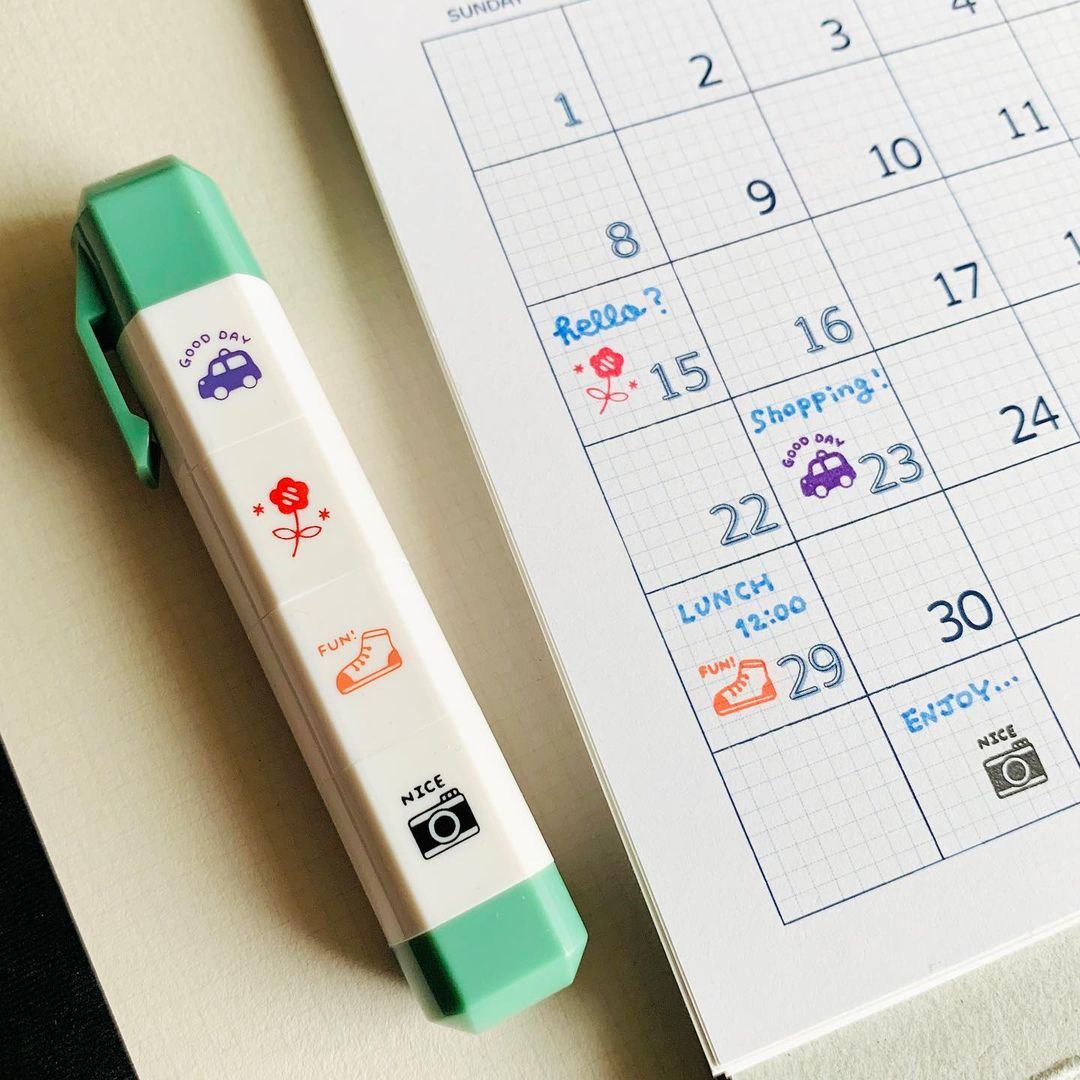 eric x Sanby Schedule Icon Penetrating Stamp - My Desk - Techo Treats