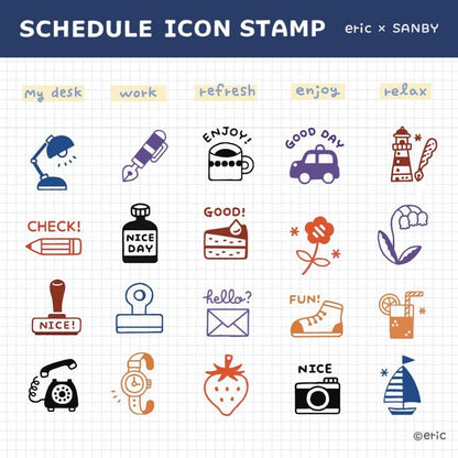 eric x Sanby Schedule Icon Stamp - Relax - Techo Treats