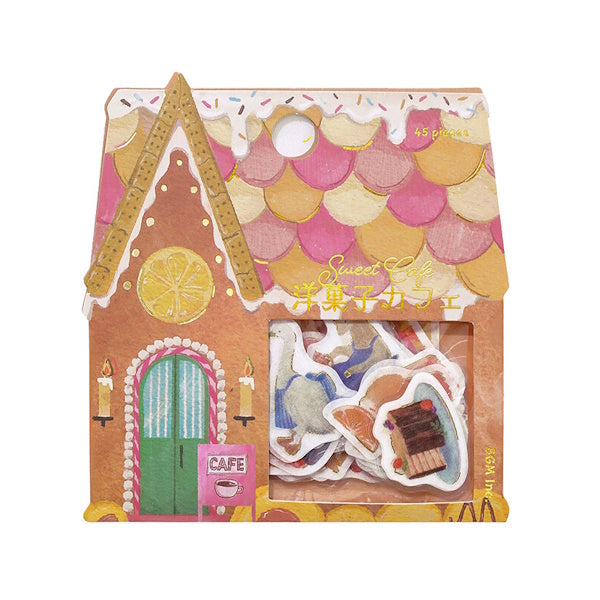 Fantasy Shopping Arcade Foil-stamped Washi Flake Seal - Sweet Cafe - Techo Treats