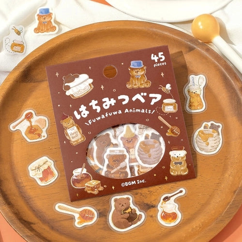 Fluffy Animals Foil-stamped Flake Seal - Honey and Bear - Techo Treats