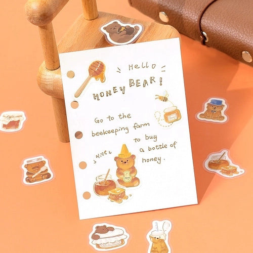 Fluffy Animals Foil-stamped Flake Seal - Honey and Bear - Techo Treats
