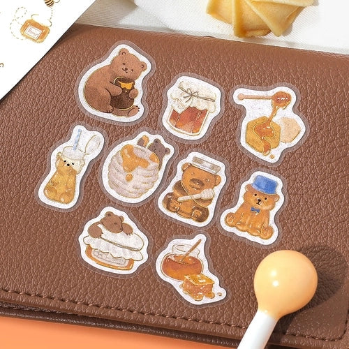 Fluffy Animals Foil-stamped Flake Seal - Honey and Bear - Techo Treats