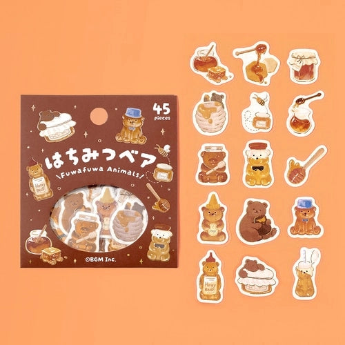 Fluffy Animals Foil-stamped Flake Seal - Honey and Bear - Techo Treats