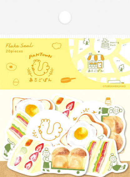 Freshly Baked Bread Town Flake Stickers - Asago Pan (Toast) - Furukawa Shiko - Default Title by Techo Treats Stationery