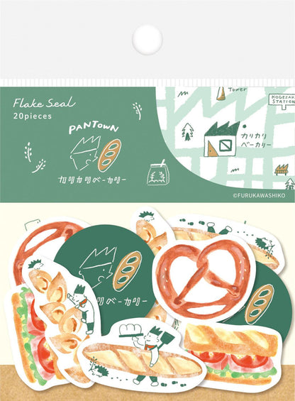Freshly Baked Bread Town Flake Stickers - Kari Kari Bakery (Baguette) - Furukawa Shiko - Default Title by Techo Treats Stationery