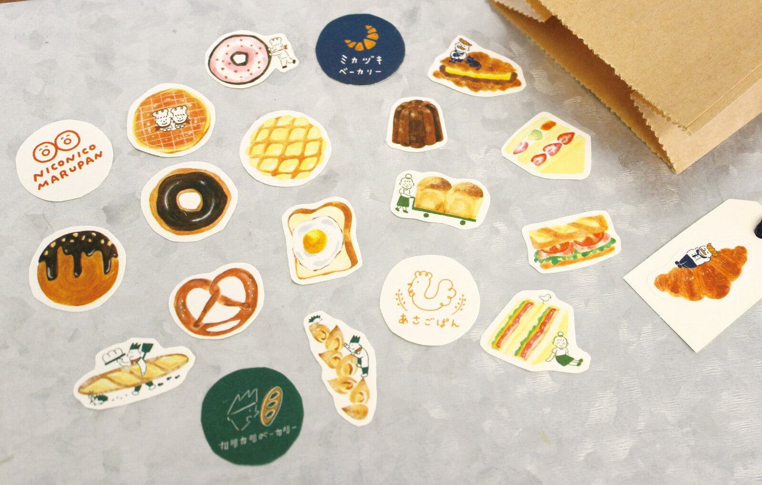Freshly Baked Bread Town Flake Stickers - Kari Kari Bakery (Baguette) - Furukawa Shiko - Default Title by Techo Treats Stationery