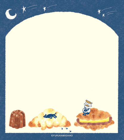 Freshly Baked Bread Town Memo Pad - Mikazuki Bakery (Croissant) - Furukawa Shiko - Default Title by Techo Treats Stationery