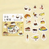 Girl and Cafe Foil-stamped Flake Seal - Chocolate Milk - Techo Treats