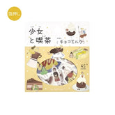 Girl and Cafe Foil-stamped Flake Seal - Chocolate Milk - Techo Treats